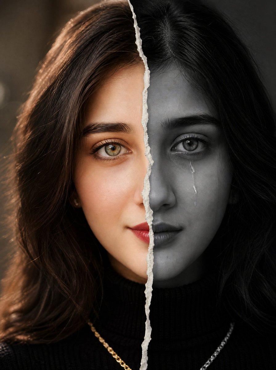 Torn Paper Split Portrait - AI image template preview