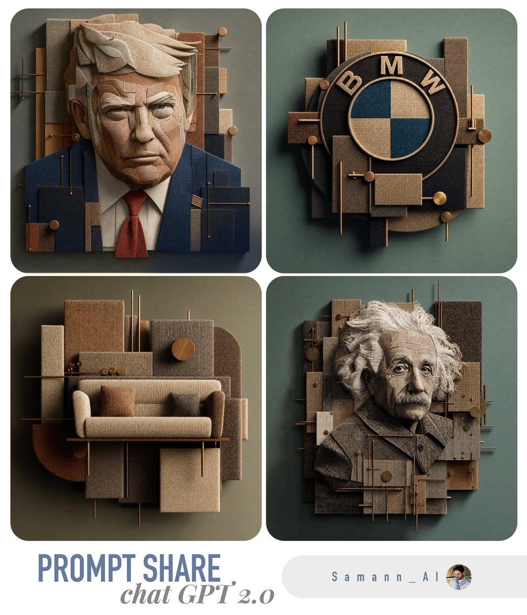 3D Fabric Art Prompt Share Collage - AI image template preview