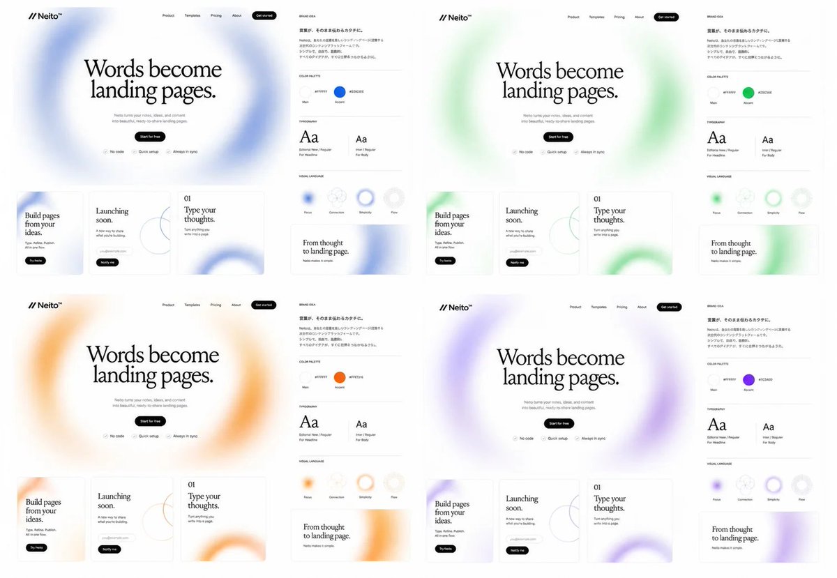 Neito Brand Color Exploration Board - AI image template preview