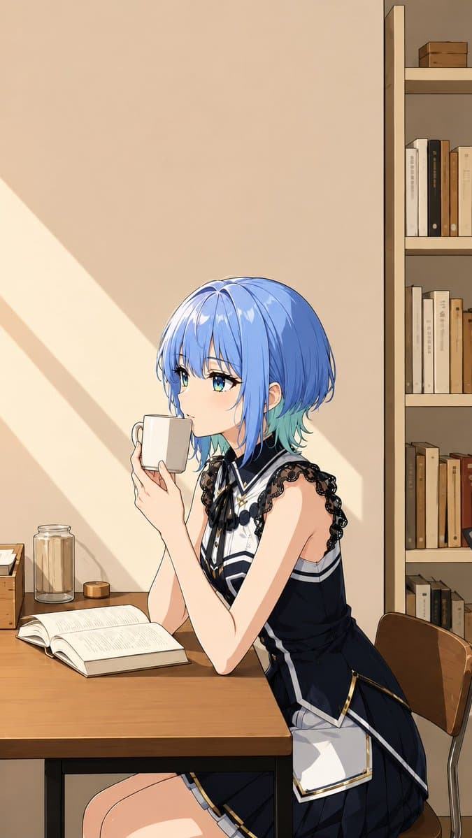 Photo to Anime Reading Scene - AI image template preview