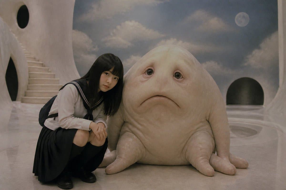 Surreal Schoolgirl and Blob Creature - AI image template preview
