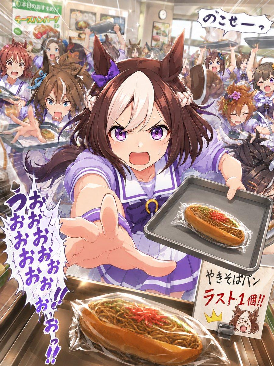 Anime Cafeteria Yakisoba Bread Rush - AI image template preview