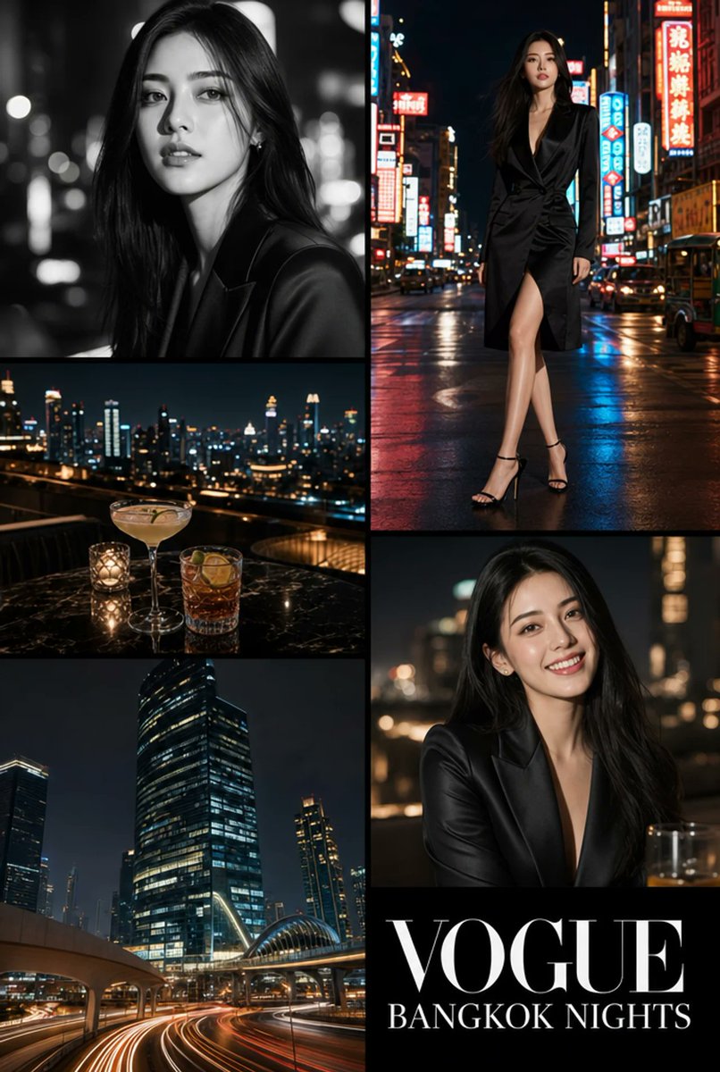 Vogue Bangkok Nights Collage - AI image template preview