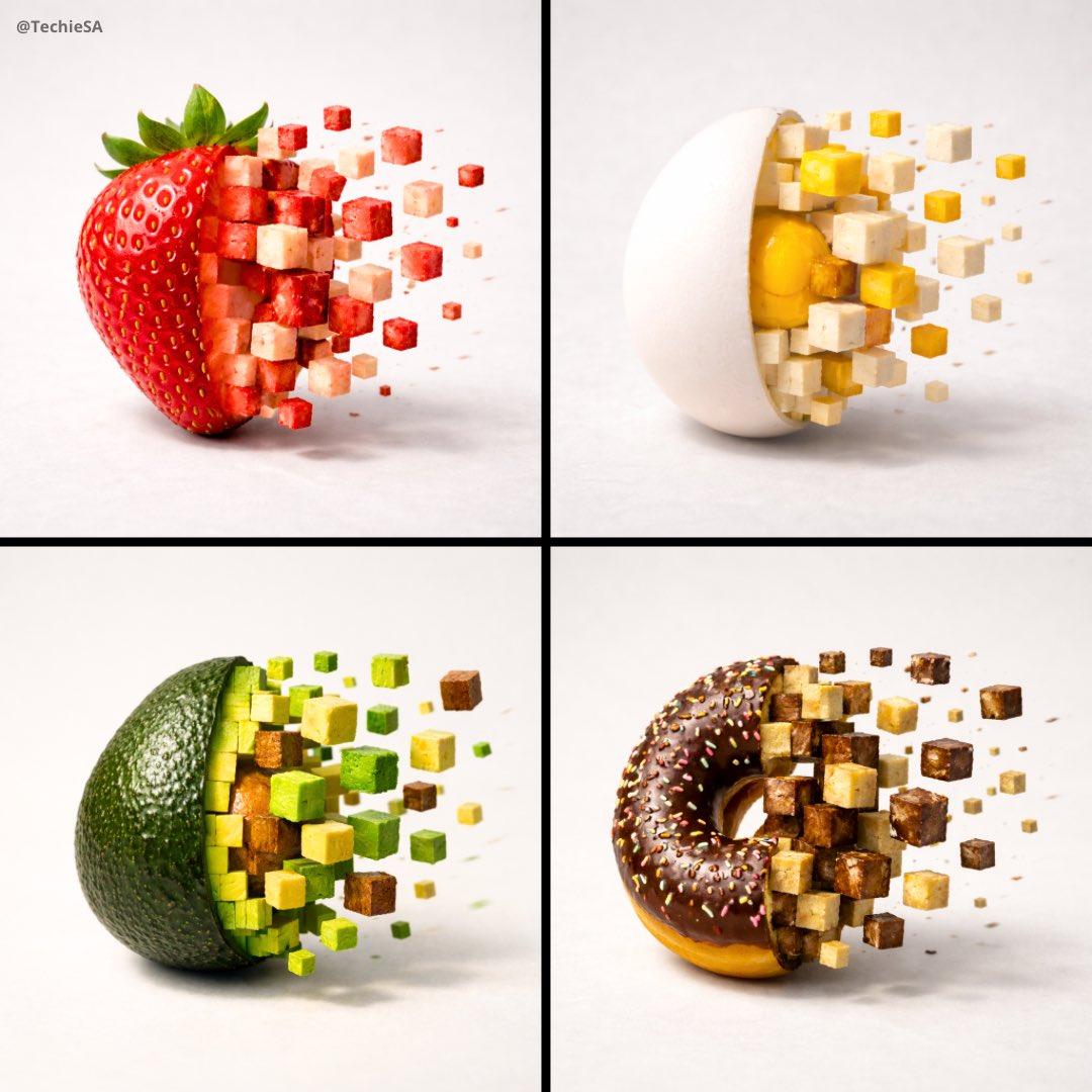 3D Pixel Food Disintegration - AI image template preview