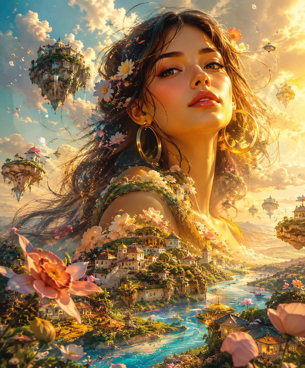 Ethereal Giant Woman Landscape - AI image template preview