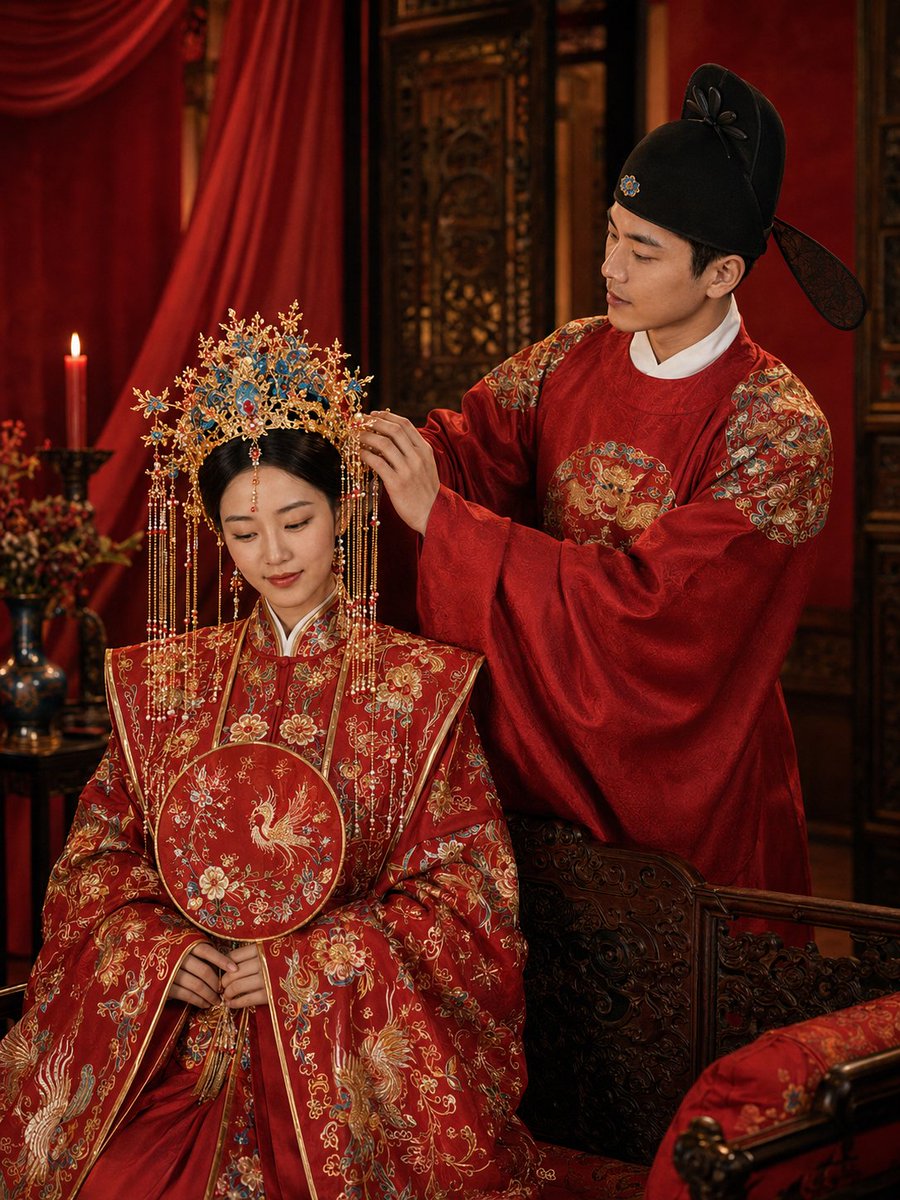 Ming Dynasty Hanfu Wedding Portraits - AI image template preview