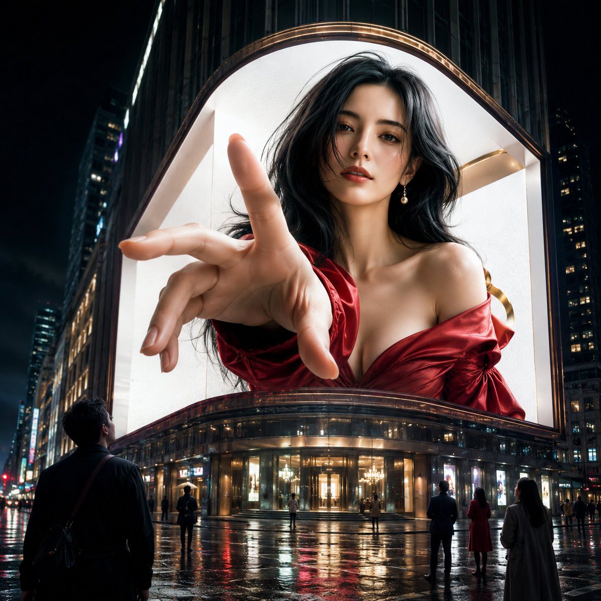 Anamorphic 3D Fashion Model Billboard - AI image template preview