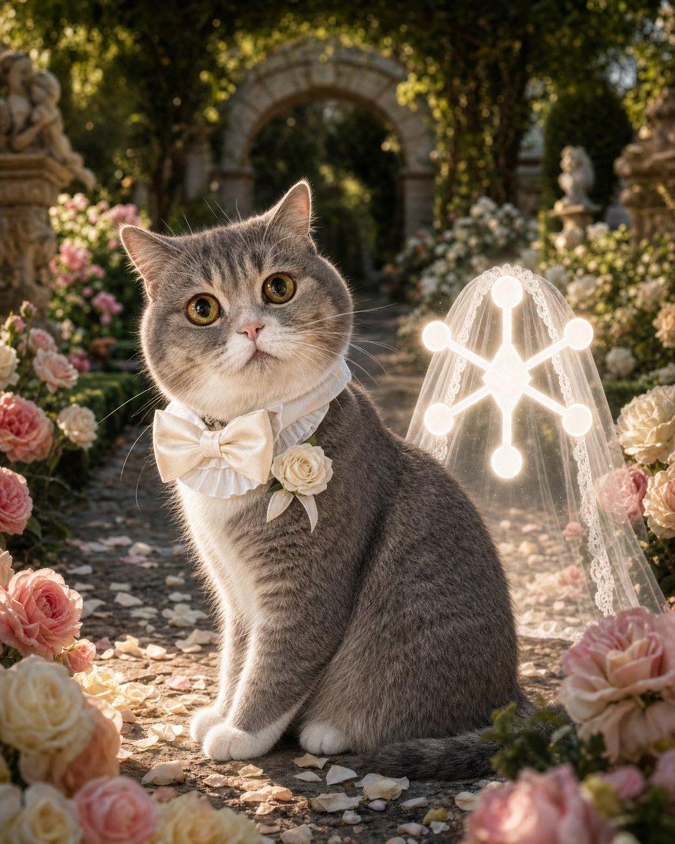 Cat Groom Garden Wedding Portrait - AI image template preview