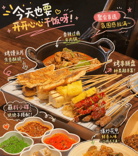 Annotated Chinese BBQ Food Poster - AI image template preview