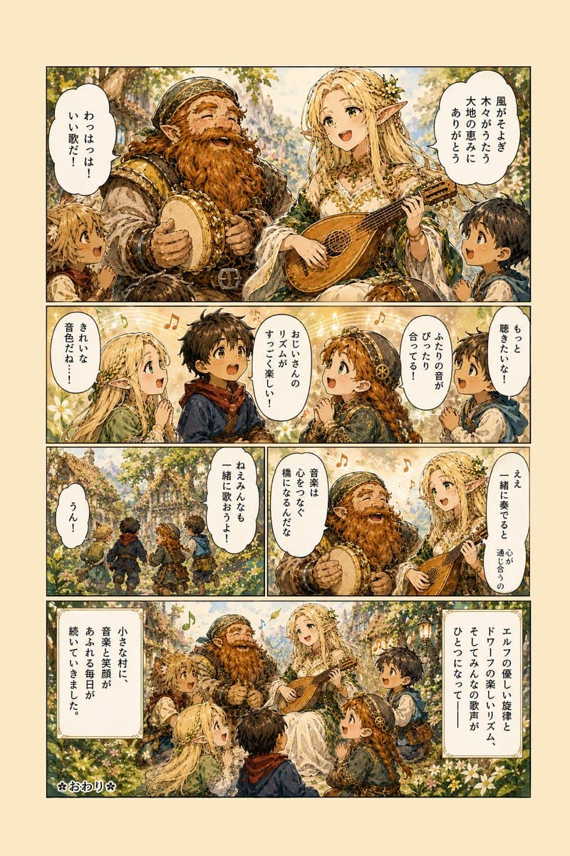 Fantasy Forest Music Manga Page - AI image template preview