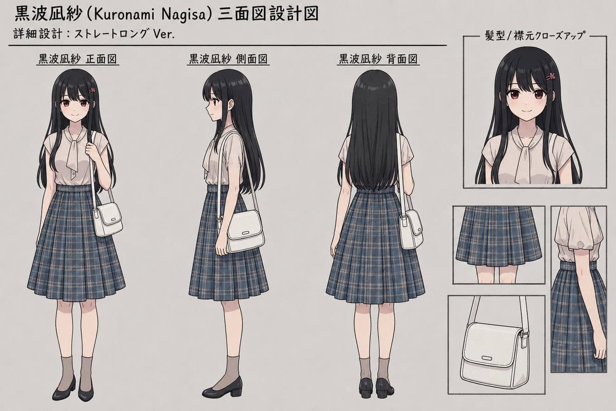Anime Three-View Character Sheet - AI image template preview