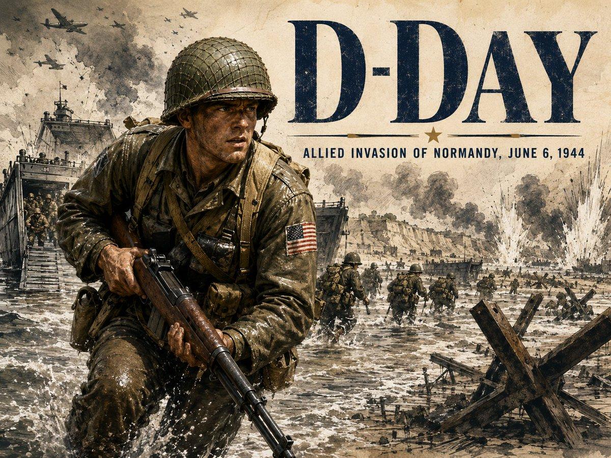 Vintage D-Day Normandy Poster - AI image template preview