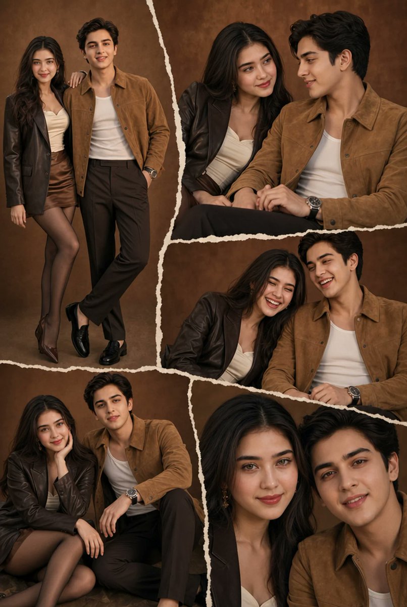 Brown Editorial Couple Collage - AI image template preview