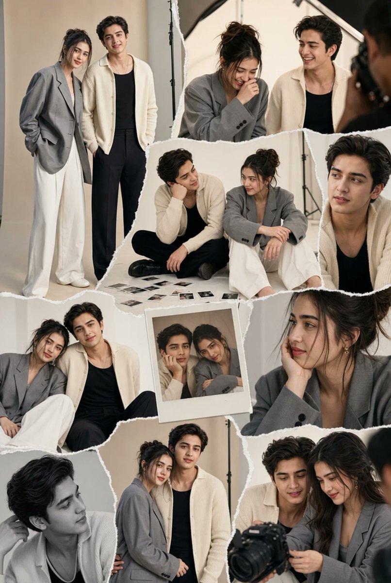 Torn-Paper Couple Studio Collage - AI image template preview