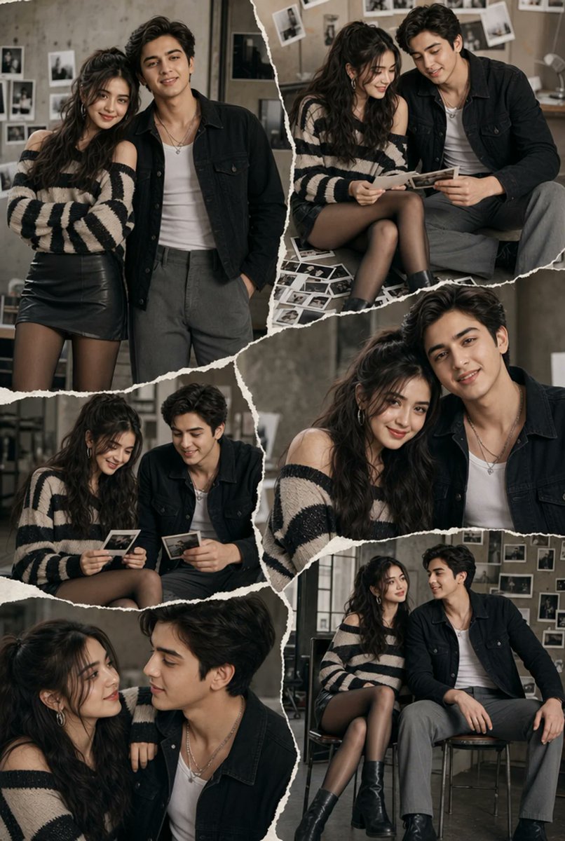 Editorial Couple Torn-Paper Collage - AI image template preview