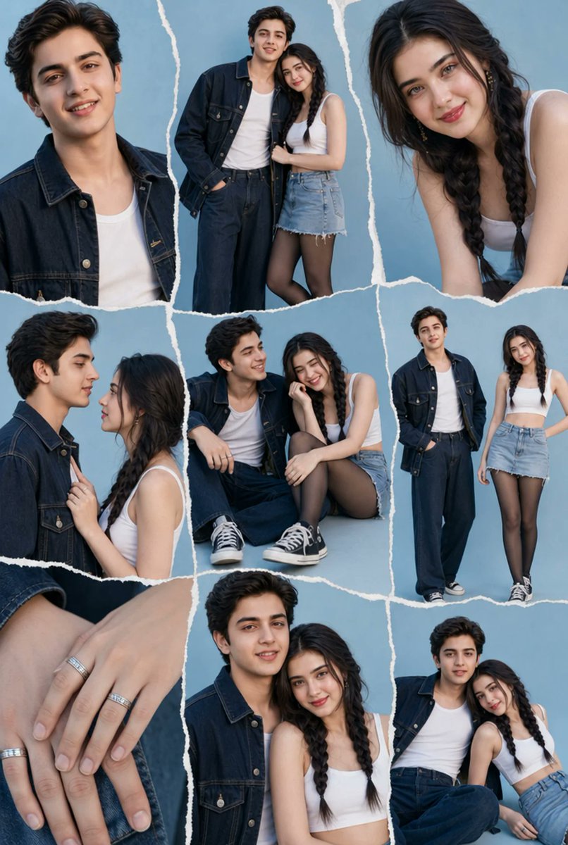 Denim Couple Collage - AI image template preview