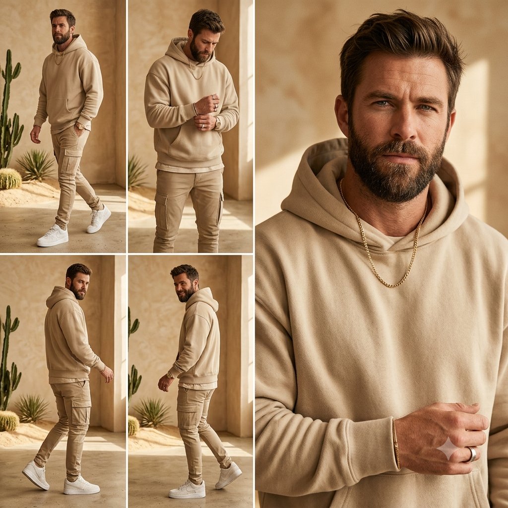 Beige Menswear Lookbook Collage - AI image template preview