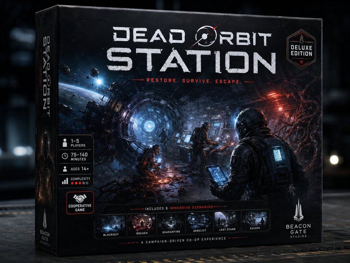 Dead Orbit Station Board Game Box - AI image template preview