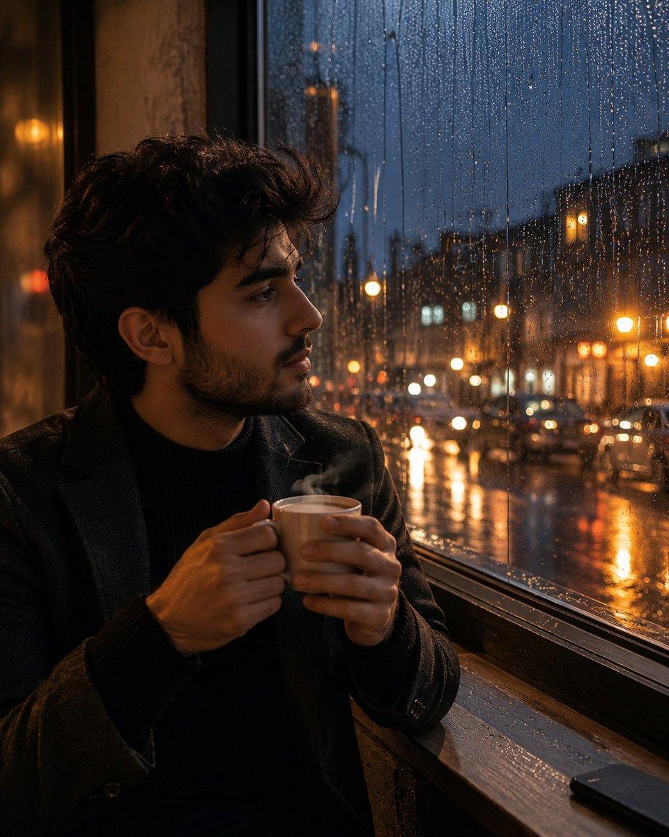 Tea and Rain Mood Portrait - AI image template preview