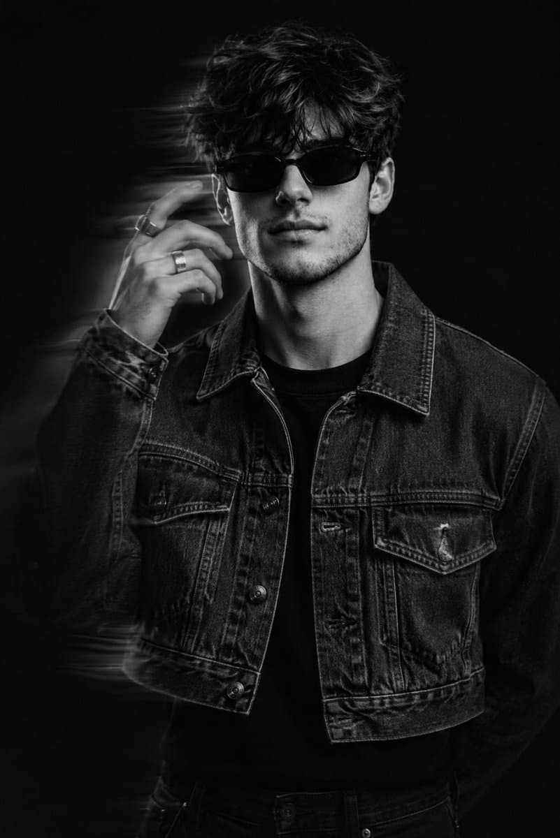 Black and White Editorial Portrait - AI image template preview