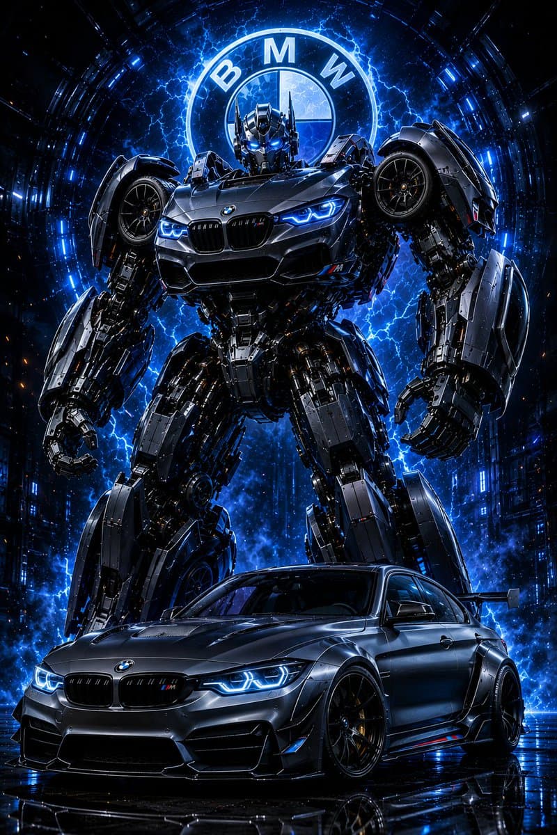 BMW Transformer Robot Advertisement - AI image template preview