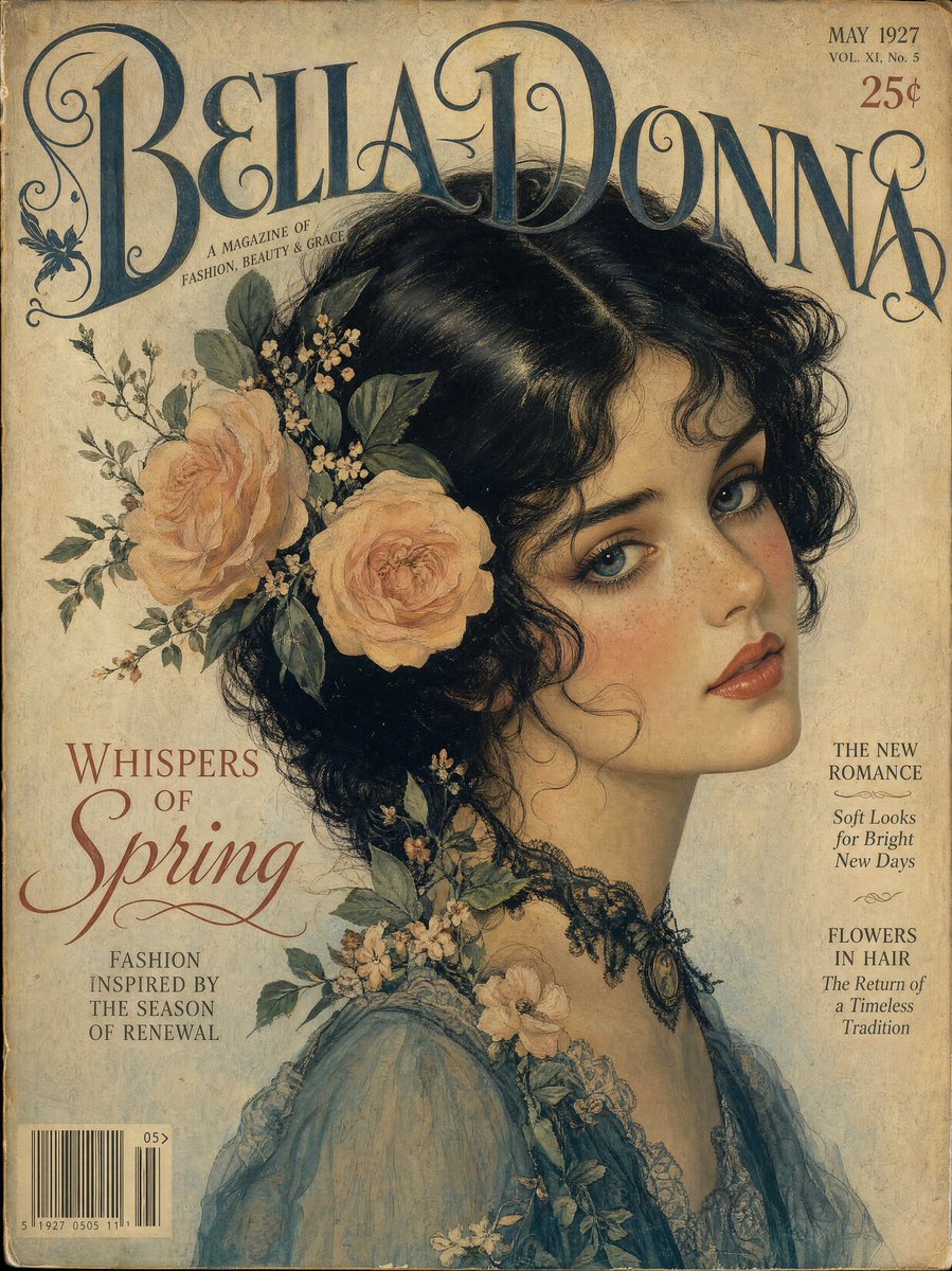 Vintage Gouache Fashion Magazine Cover - AI image template preview