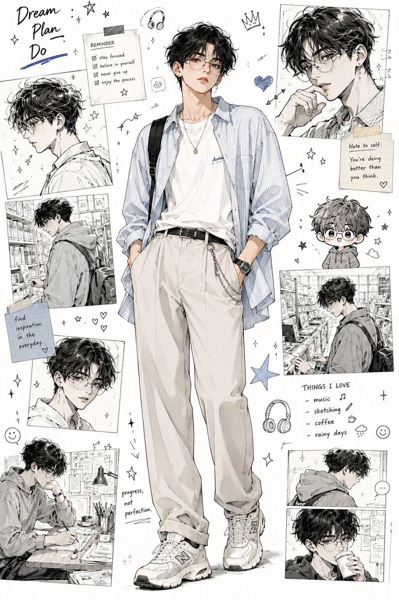 Anime Fashion Design Moodboard - AI image template preview