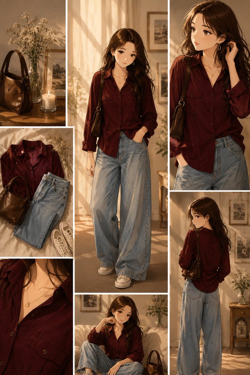 Anime Fashion Lookbook Collage - AI image template preview