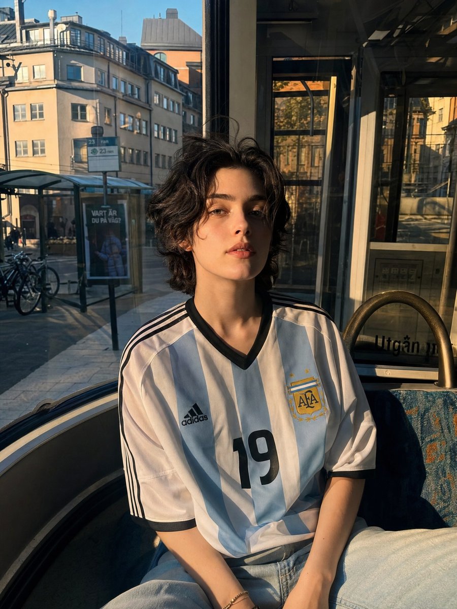 Candid Portrait in Football Jersey - AI image template preview