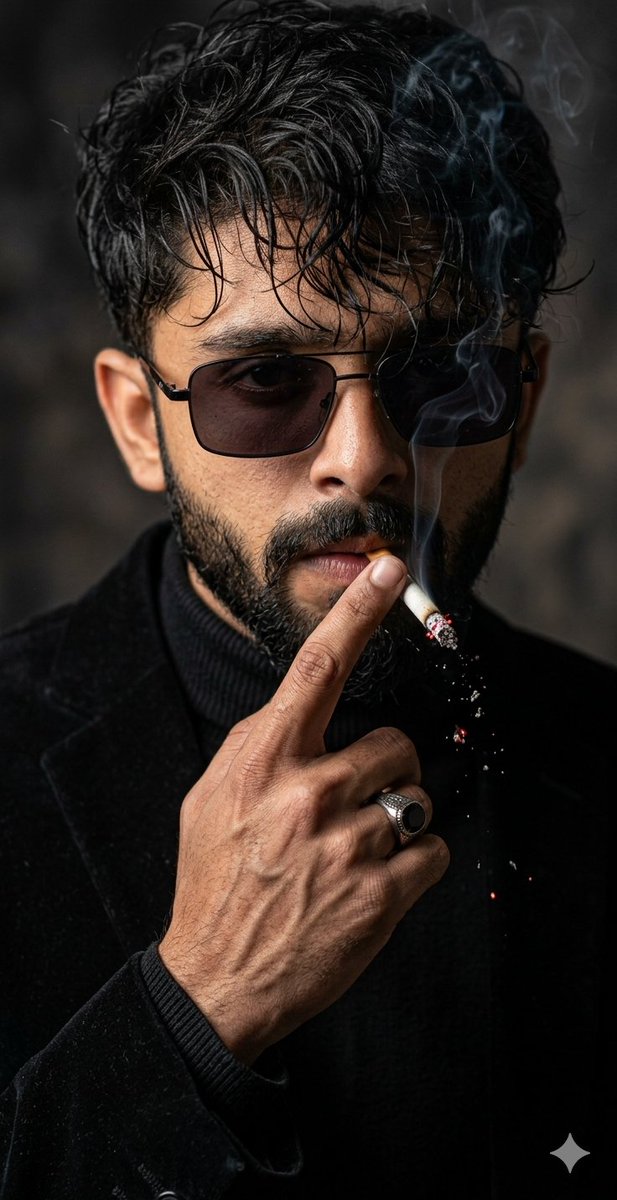 Cinematic Face-Locked Portrait with Cigarette - AI image template preview