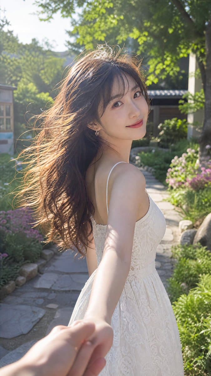 Cinematic Summer Portrait of an East Asian Woman - AI image template preview