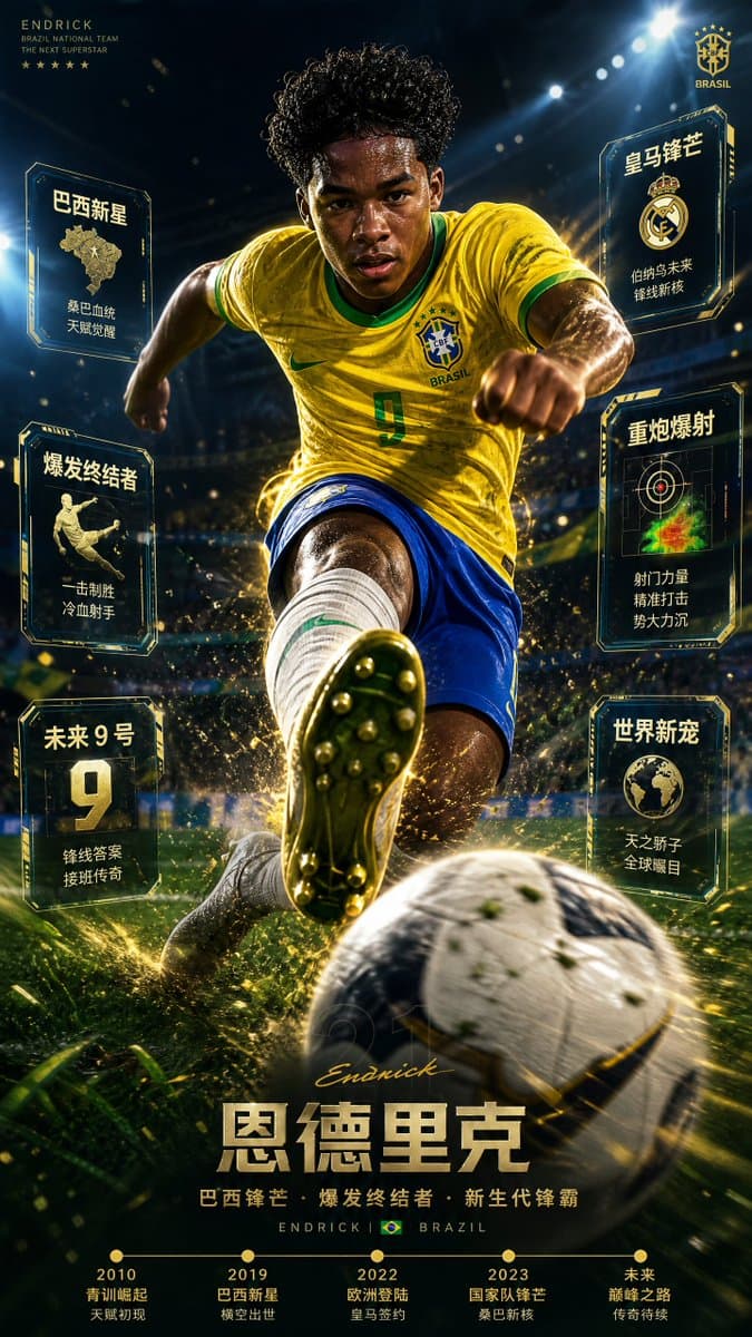 Football Superstar Breakout Profile Poster - AI image template preview