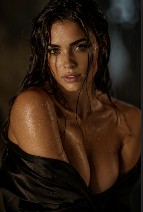 Censored Rain Portrait - AI image template preview