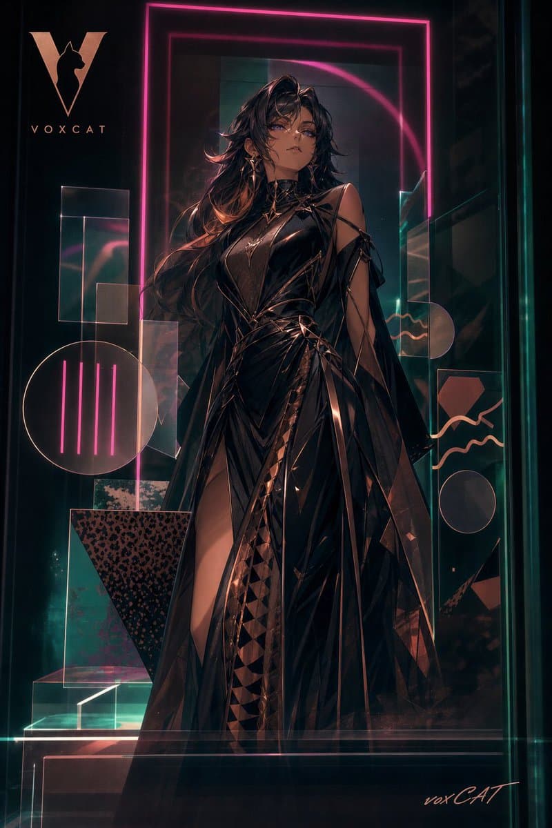 Acrylic VoxCat Fashion Window Poster - AI image template preview