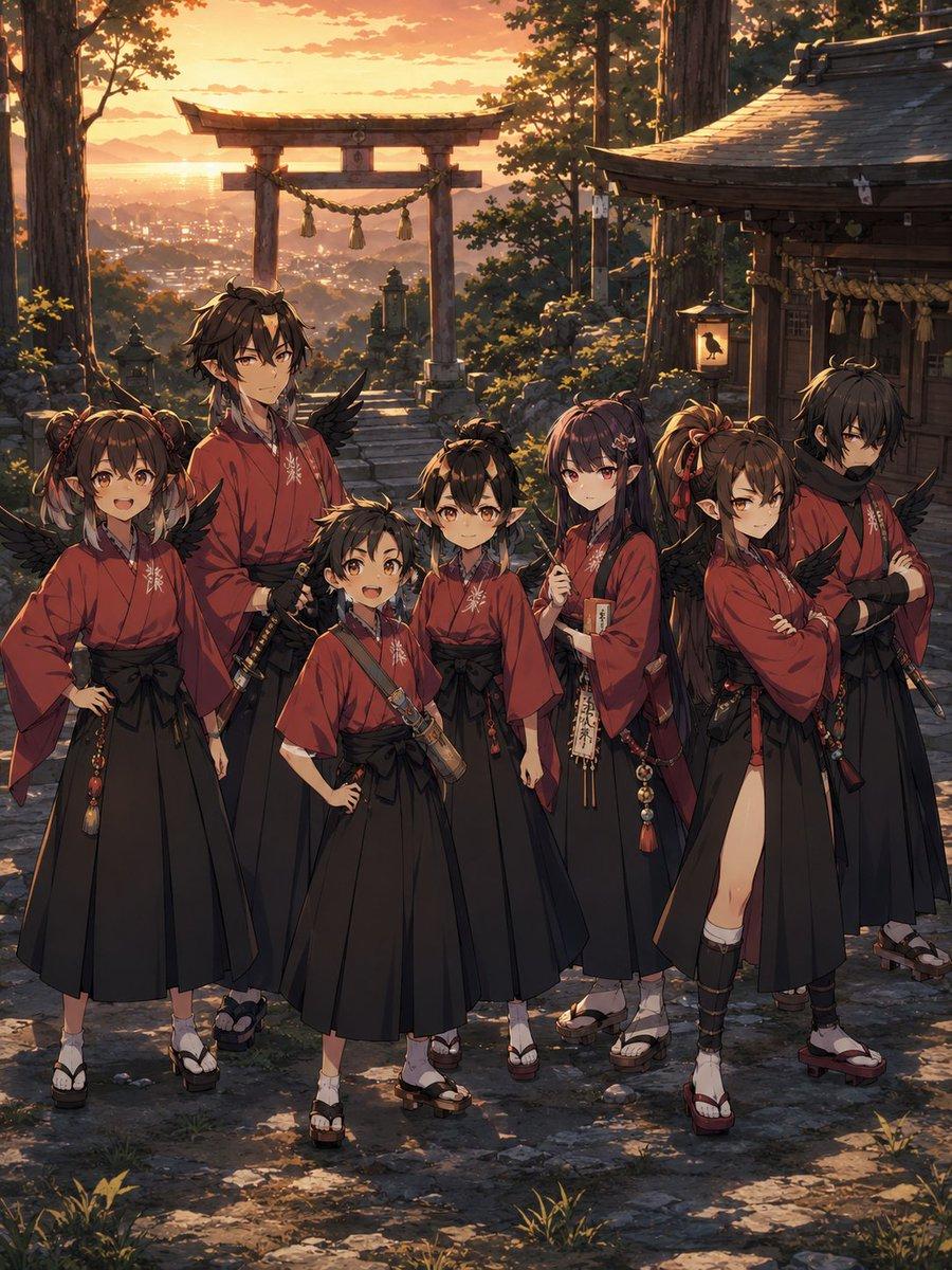 Crow Tengu Shrine Ensemble - AI image template preview