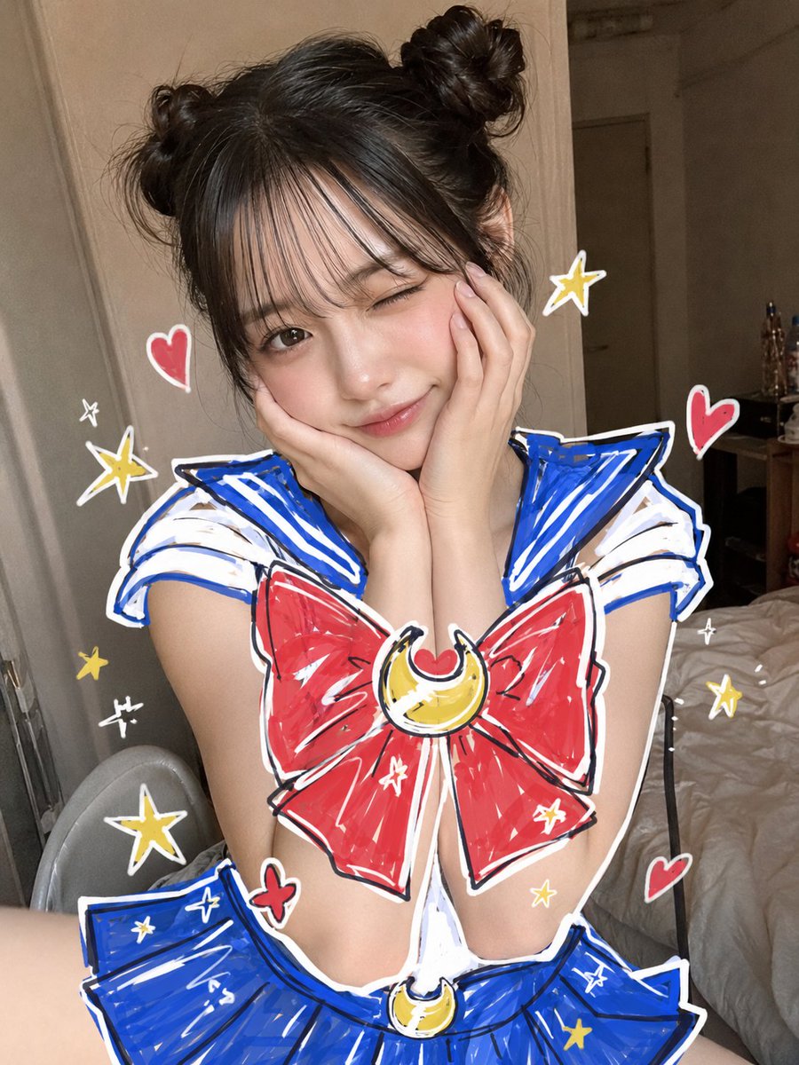 Sailor Moon Doodle Selfie - AI image template preview