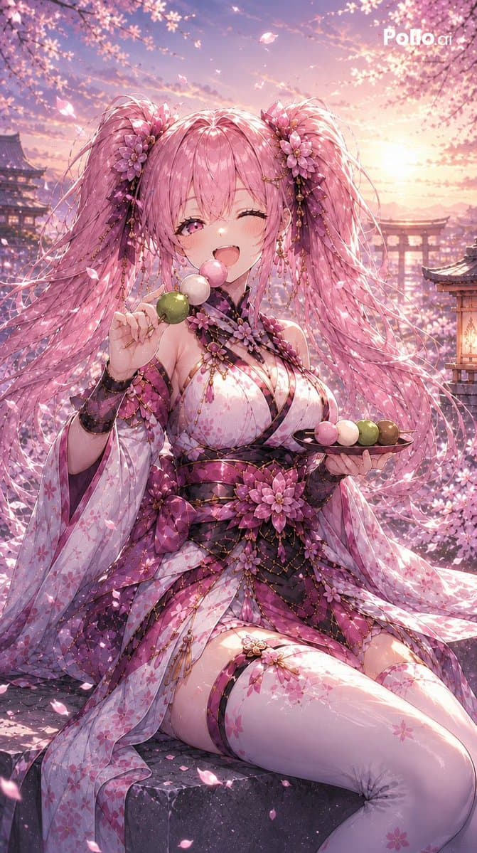 Sakura Kunoichi Dango Portrait - AI image template preview
