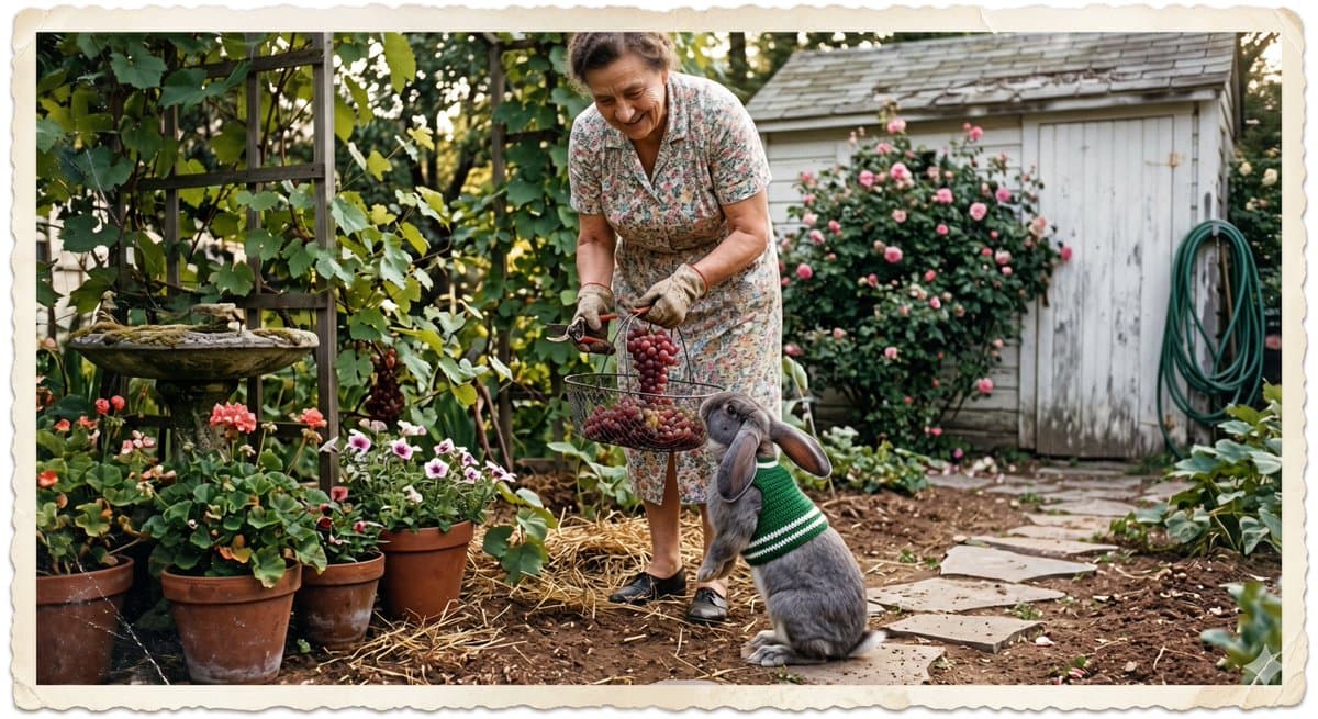 Vintage Gardener and Sweater Rabbit - AI image template preview