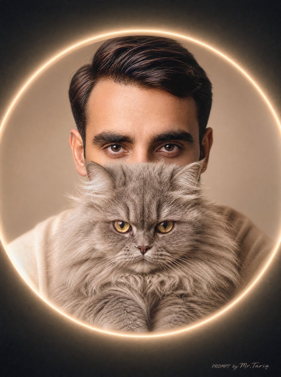 Glowing Cat Profile Portrait - AI image template preview