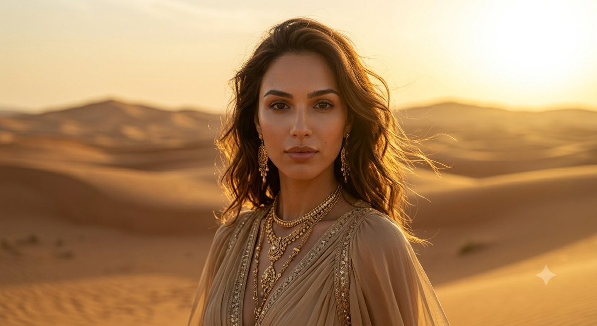 Golden Desert Fashion Portrait - AI image template preview