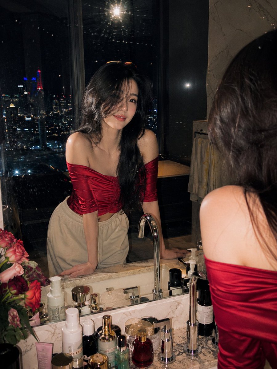 Penthouse Mirror Reflection Portrait - AI image template preview