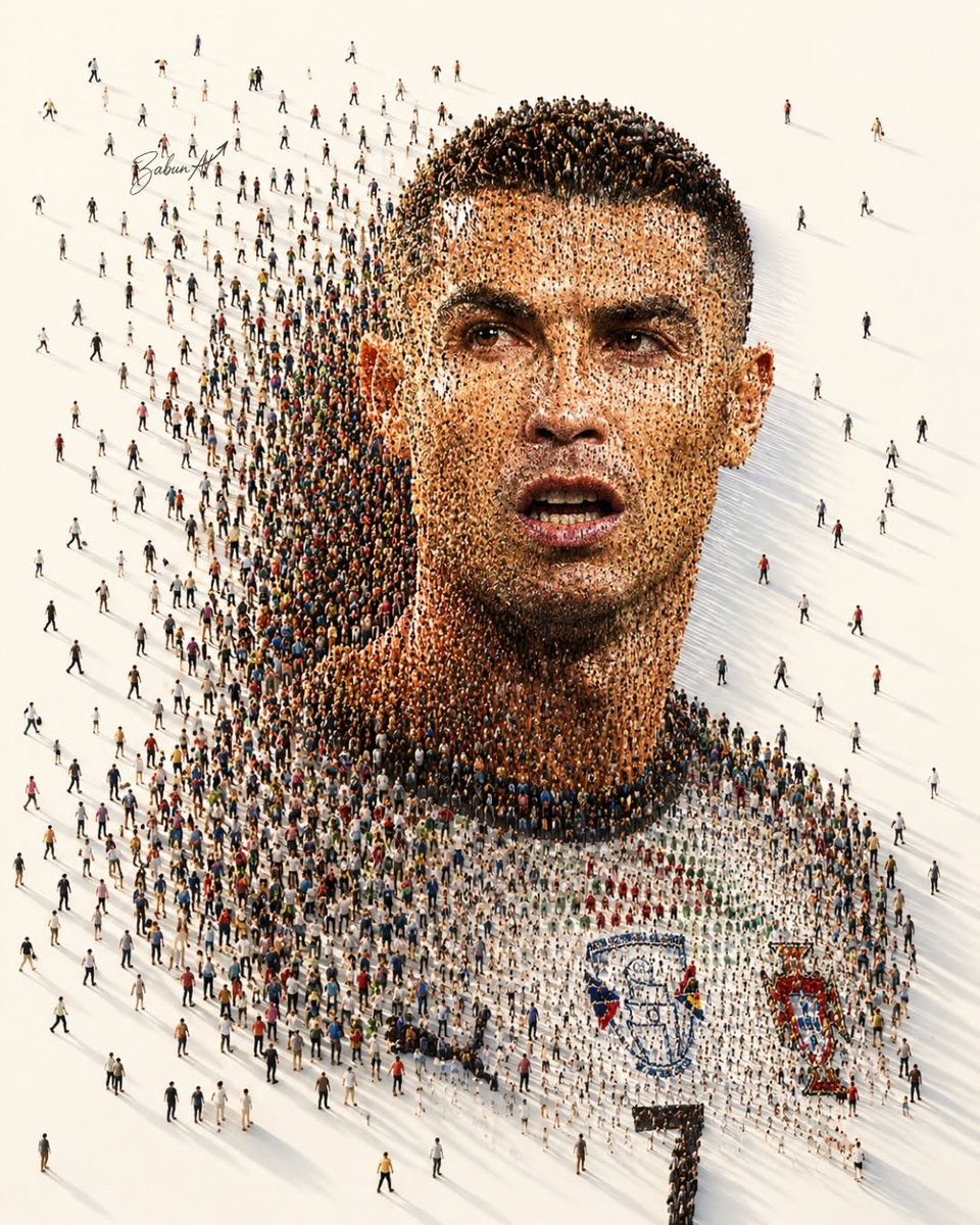 Human Crowd Mosaic Portrait - AI image template preview