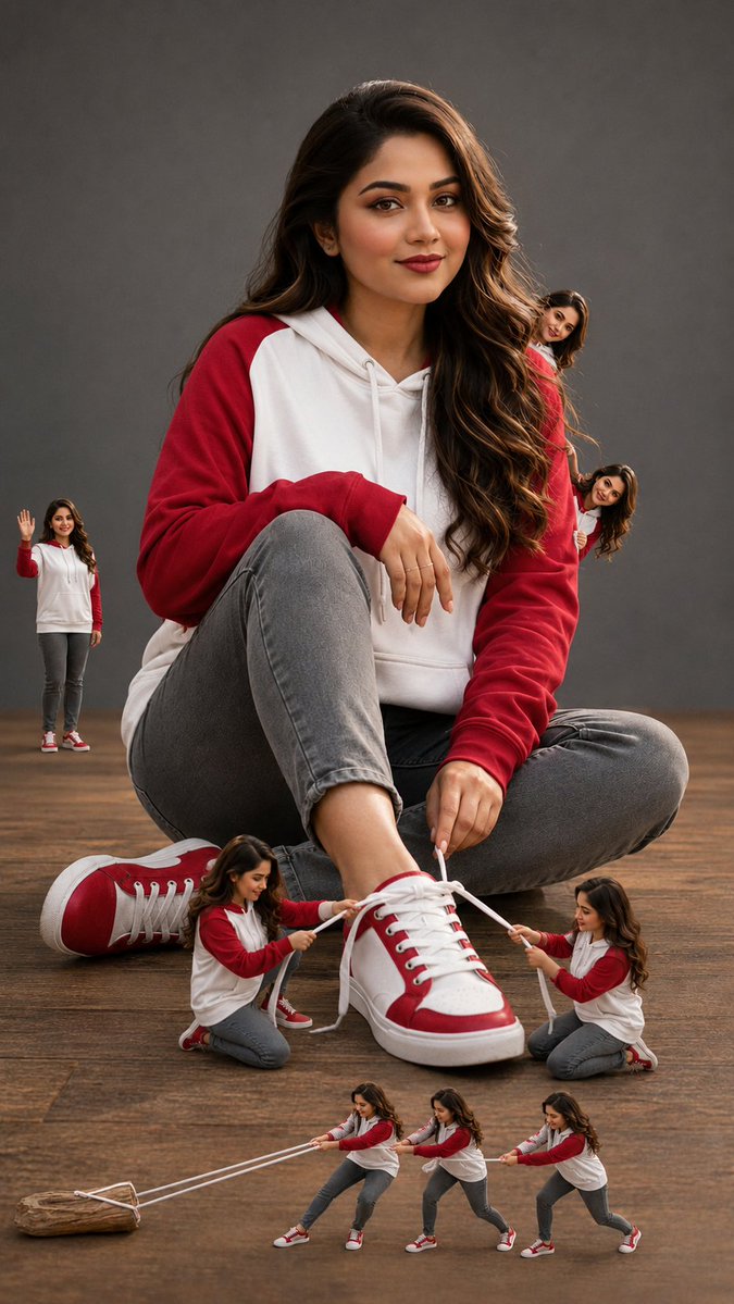 Woman with Miniature Clones Portrait - AI image template preview