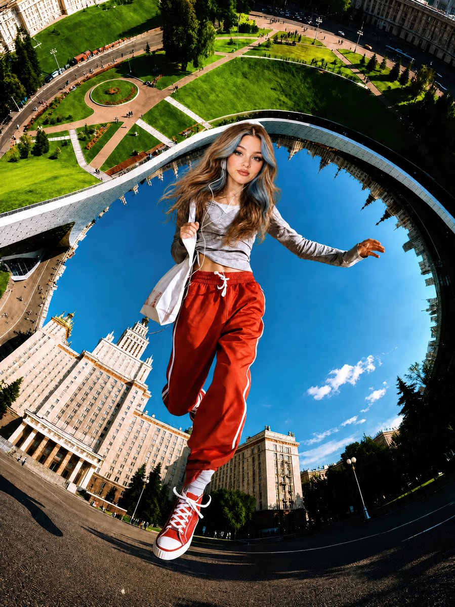 Surreal Fisheye Stadium Portrait - AI image template preview