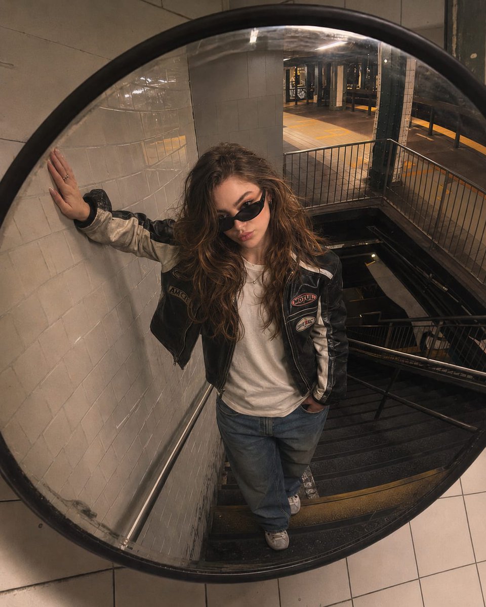 Underground Subway Mirror Portrait - AI image template preview