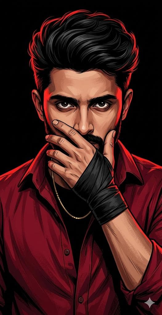 Dramatic Red Rim Lighting Portrait - AI image template preview