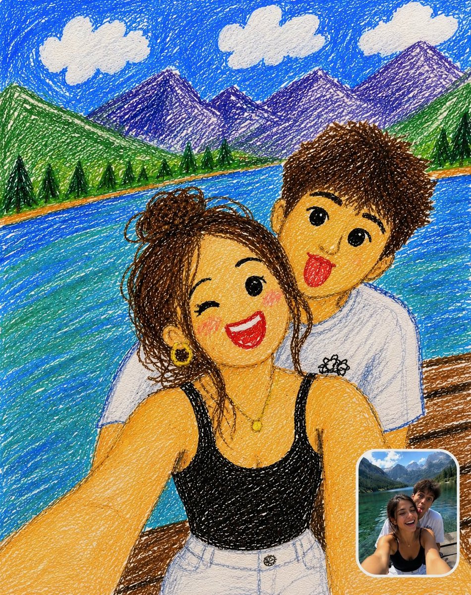 Toddler Crayon Art Transformation - AI image template preview
