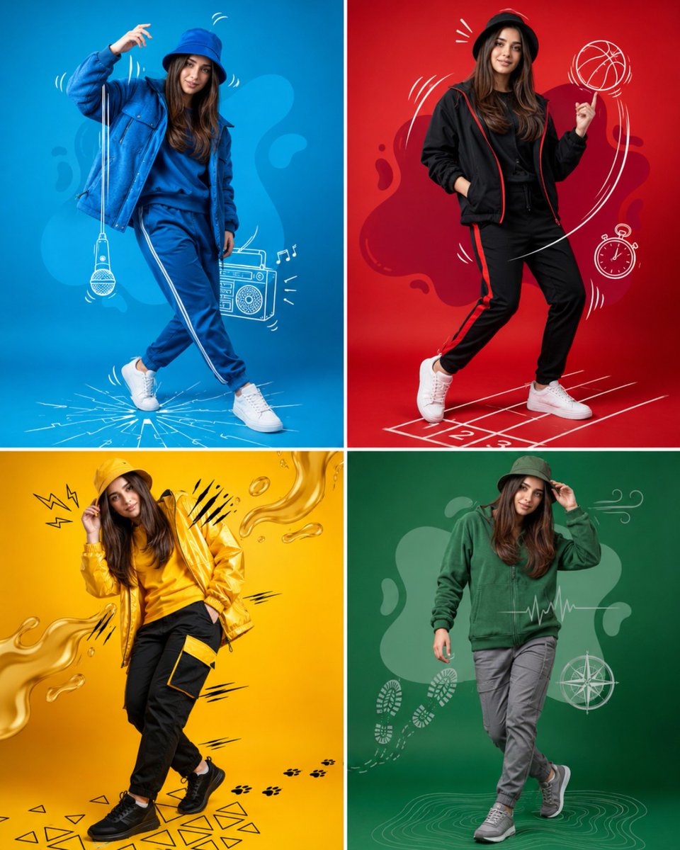 Fashion Color Theme Advertising Grid - AI image template preview