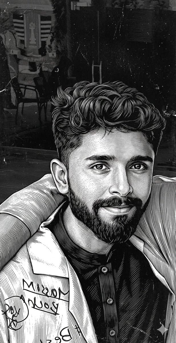 Scratchboard Engraving Portrait Transformation - AI image template preview