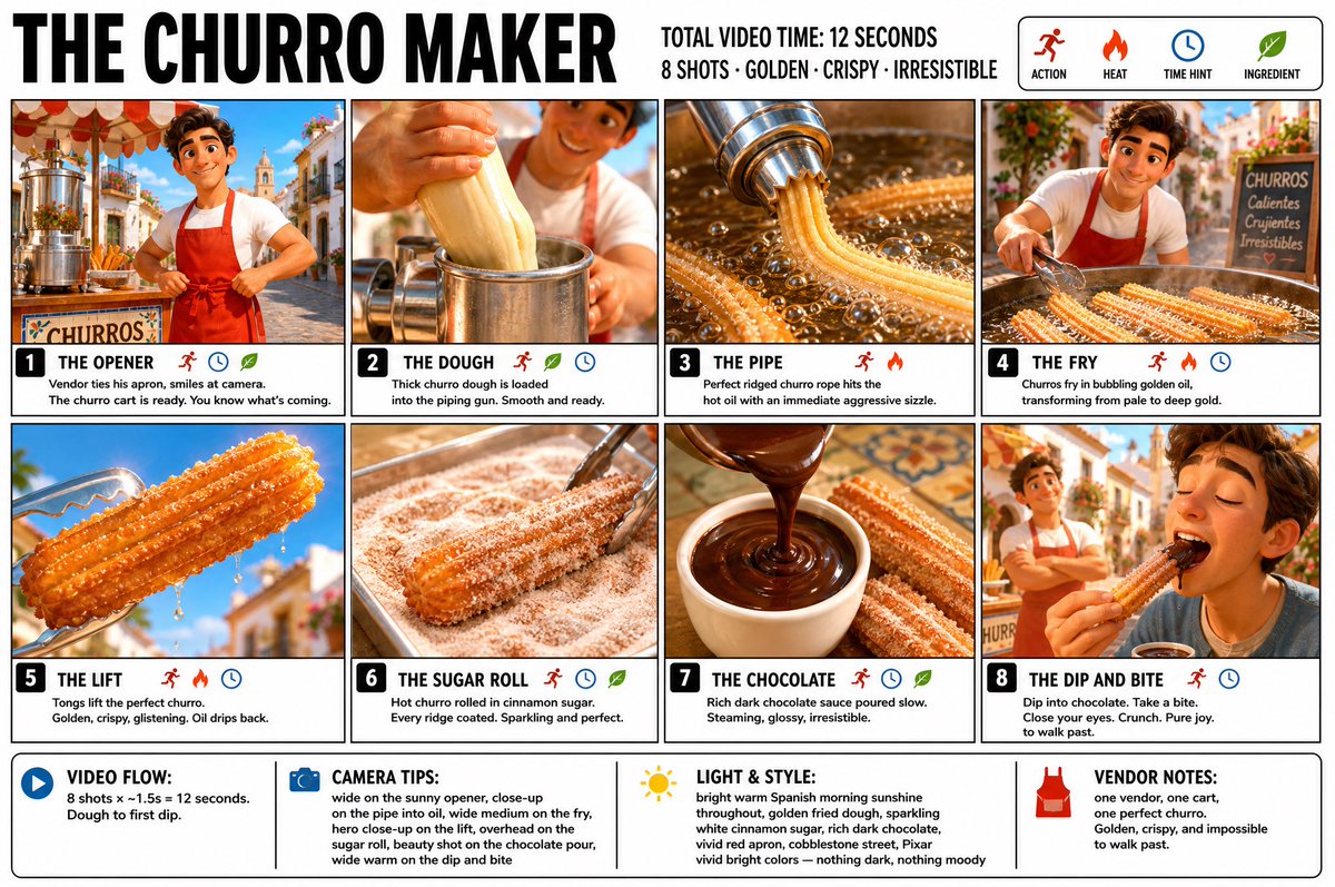 Churro Maker Infographic Storyboard - AI image template preview